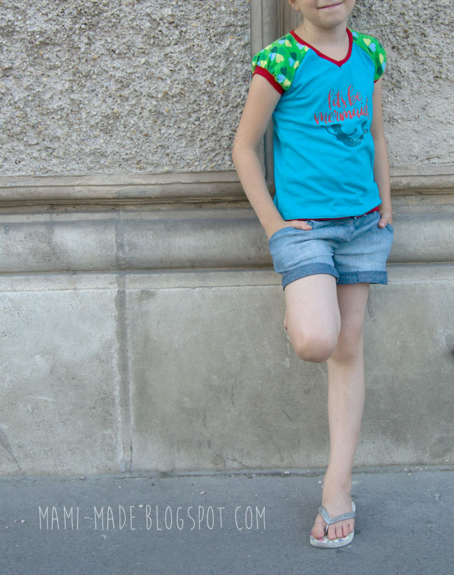 Jeans Shorty und Mermaid-Shirt - Upcycling
